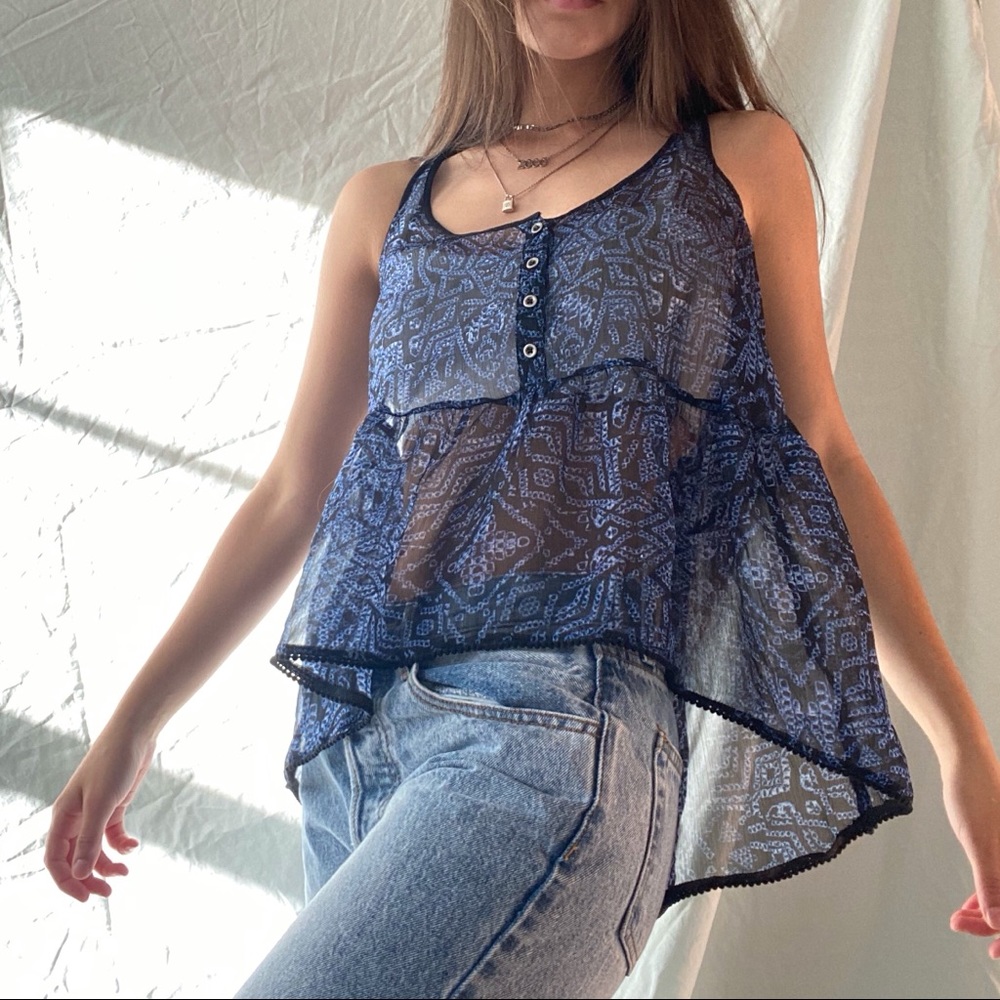 Urban Outfitters Print Sheer Tank Top